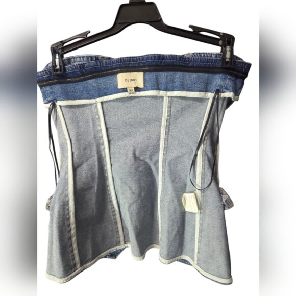 Chic DL1961 Denim Strapless Button-Up Top - Picture 4 of 8